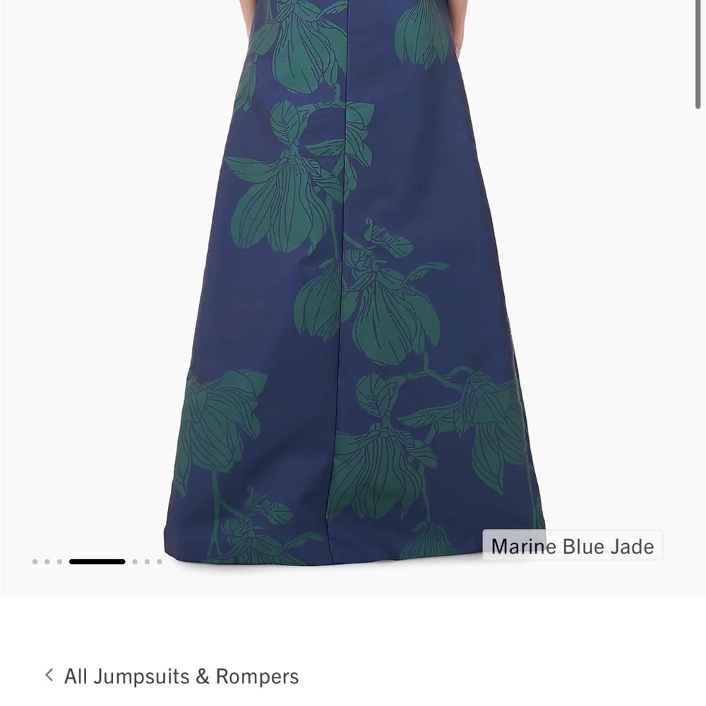 Kay Unger Navy and Teal Floral Maxi Dress / Jumpsuit - Picture 13 of 16